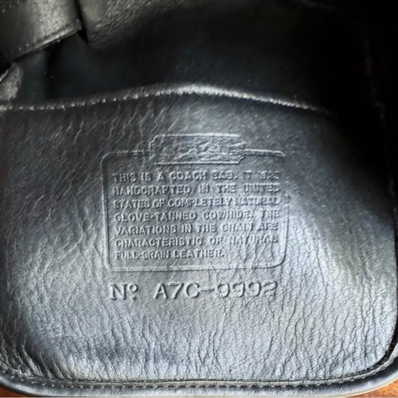 VINTAGE COACH Black Leather Sling Knapsack Backpack COMES WITH: COA, Dust Bag - Picture 4 of 13